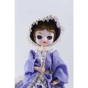 Bradley Dolls Victorian Dress Woman Doll Statuette Purple Dress White Lace Hat